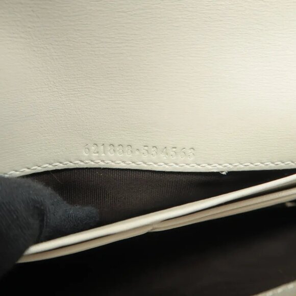 100% Authentic GUCCI Horsebit 1955 Chain Wallet White Leather Shoulder Bag - Picture 10 of 12